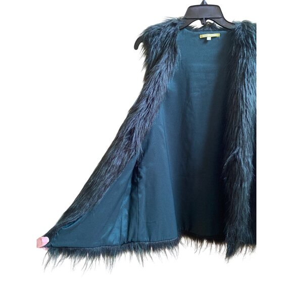 Gianni Bini Womens Faux Fur Open Front Vest Deep Forest Green Size L - Picture 3 of 5